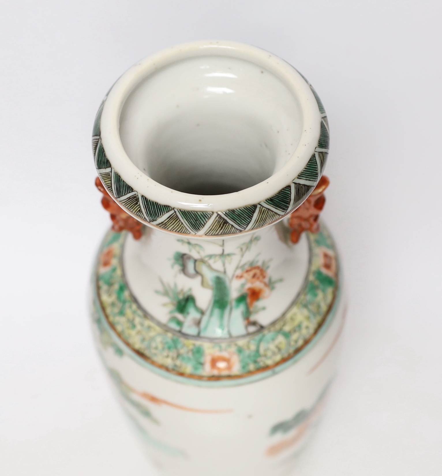 A late 19th / early 20th century Chinese Famille verte vase, 30cm